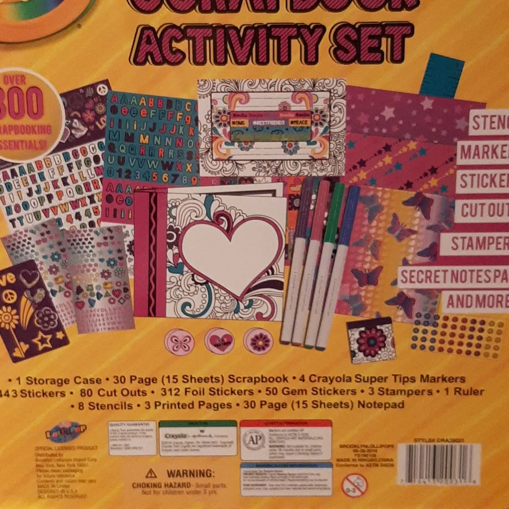 Crayola Scrapbook Set with Markers and Stickers and much more. NIB